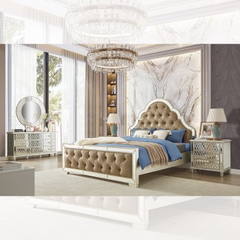 Special HD 6000 Modern Legacy Bed In Champagne Silver Gold By Homey Design European Style