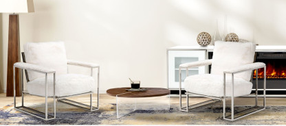 Astro Faux Fur Chair Stainless-steel Trance Collection By Michael Amini