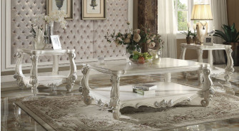 LV01394 2Pc Sofa & Loveseat Ivory Fabric & Bone white Versailles Collection by Acme Furniture