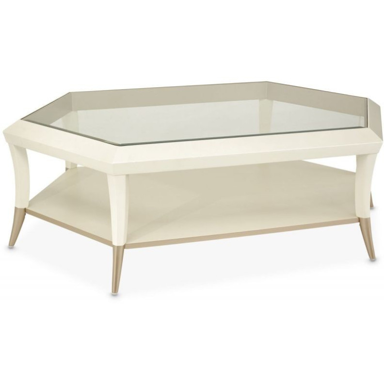 Hexagon Cocktail Table W/Glass Champagne La Rachele Collection by  Michael Amini