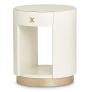 Round End Table W/ Marble Top  Champagne La Rachelle Collection By Michael Amini