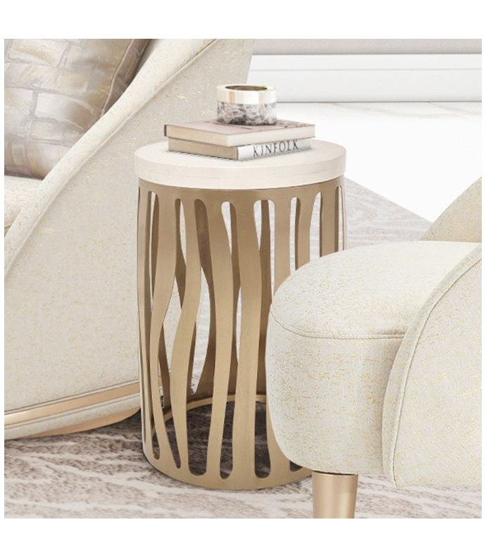 Round Chair Side Table W/Metal Base Chardonnay La Rachelle Collection.9034226-822