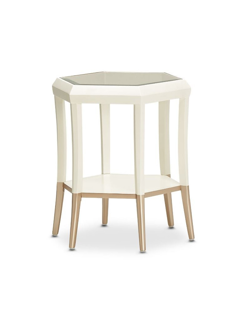 Hexagon Accent Table Medium Champagne La Rachelle Collection By Michael Amini
