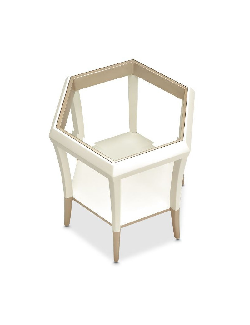 Hexagon Accent Table Medium Champagne La Rachelle Collection By Michael Amini
