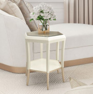 Hexagon Accent Table Medium Champagne La Rachelle Collection By Michael Amini