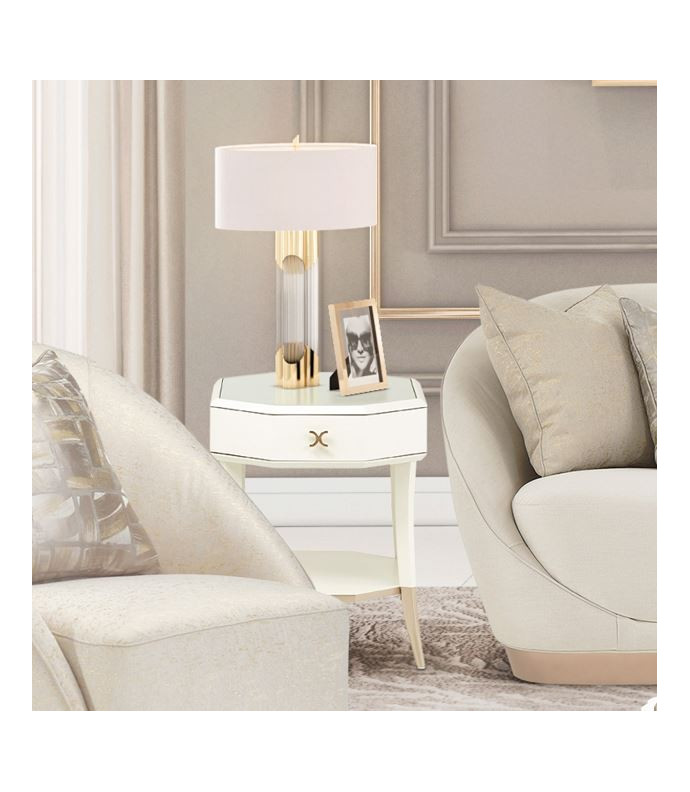 Octagonal End Table W/Drawer La Rachelle Collection By Michael Amini.9034202-136