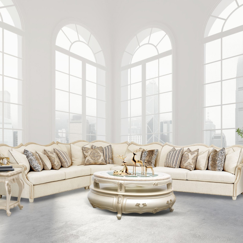 4Pc Sectional Chamberi Classic Pearl Collection by Michael Amini
