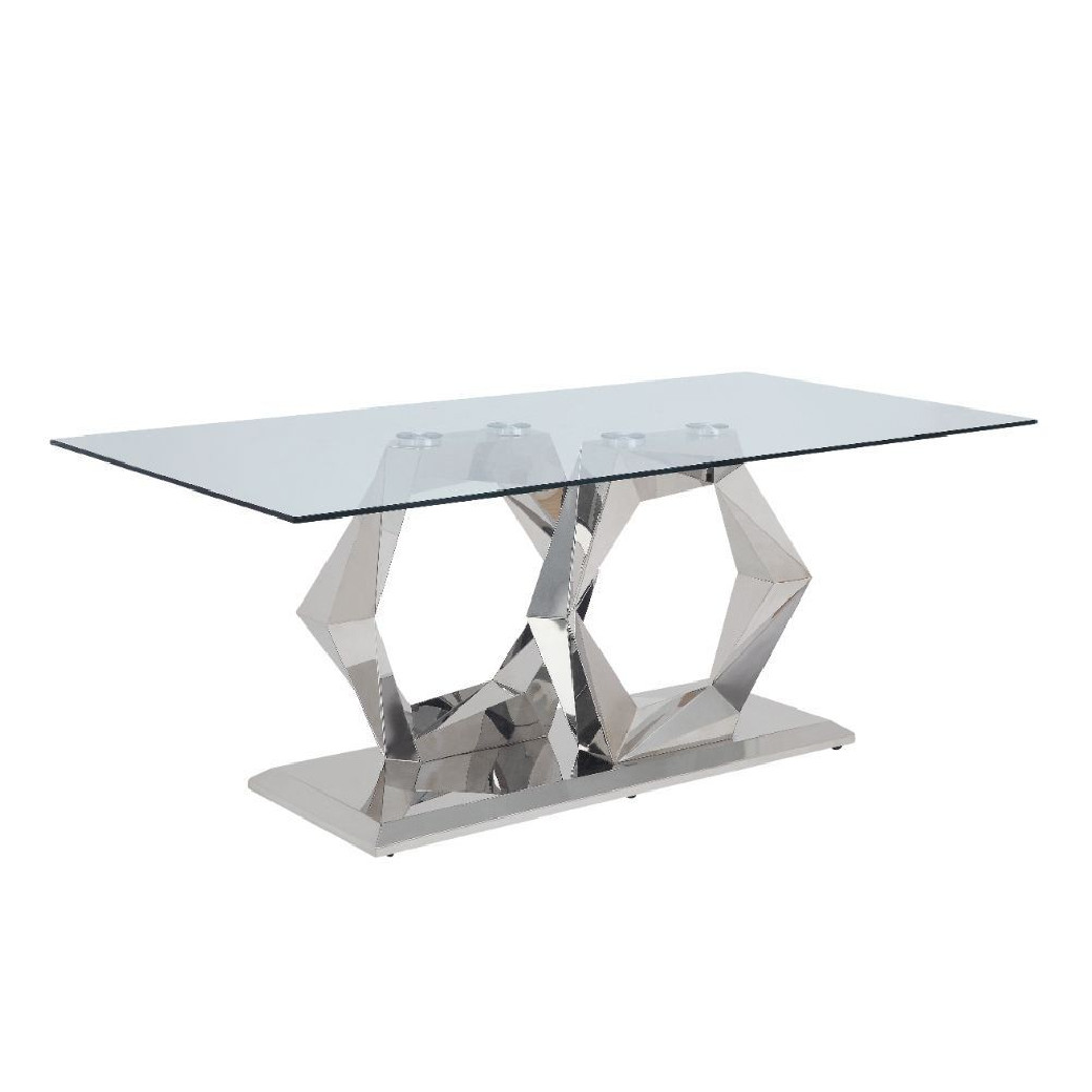Clear Glass Top & Stainless Steel Dining set By Acme Furniture