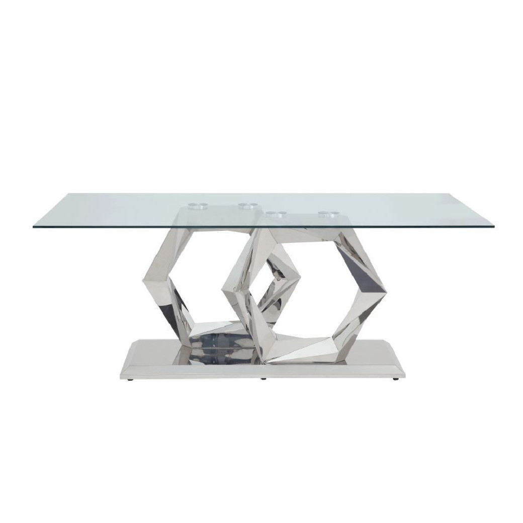 Clear Glass Top & Stainless Steel Dining set By Acme Furniture
