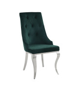 70140 7PC Dining Set Contemporary Style Metal Base Green Upholstery by Acme Furniture