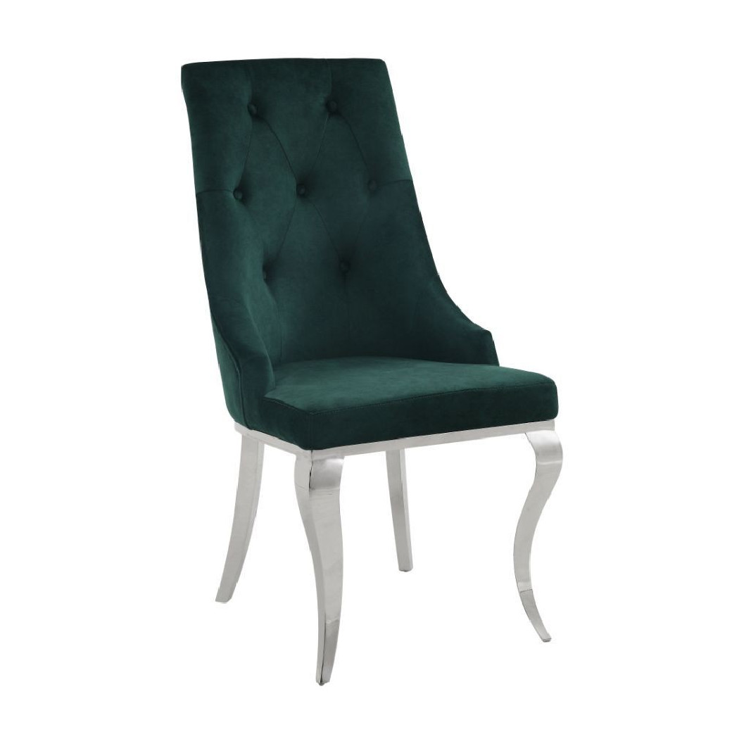 70140 7PC Dining Set Contemporary Style Metal Base Green Upholstery by Acme Furniture