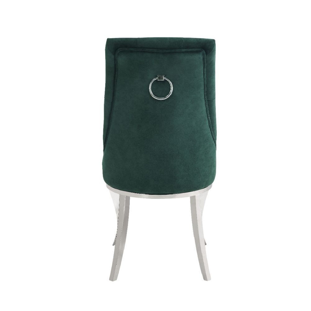 70140 7PC Dining Set Contemporary Style Metal Base Green Upholstery by Acme Furniture