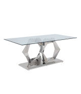 70140 7PC Dining Set Contemporary Style Metal Base Green Upholstery by Acme Furniture