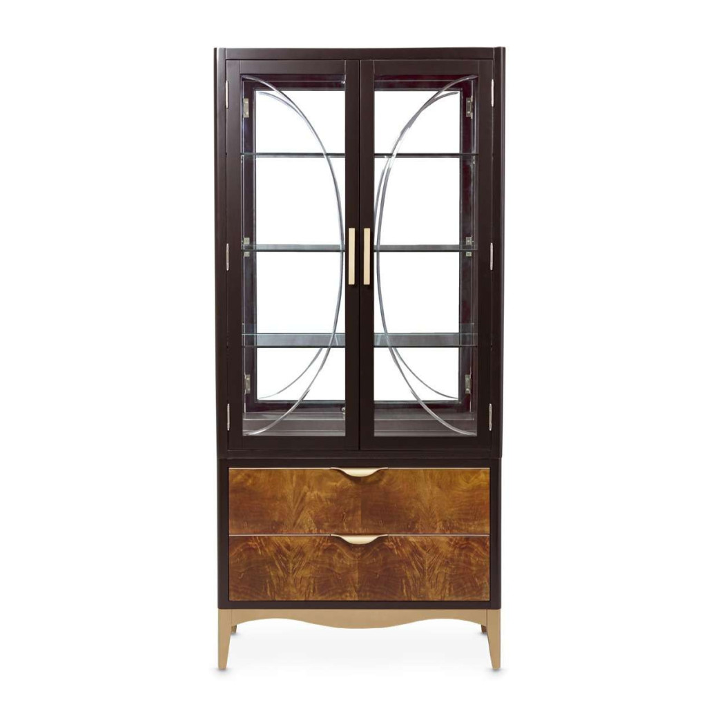 Display Cabinet (2 Pc) Malibu Crest Crotch Mahogany Collection By Michael Amini