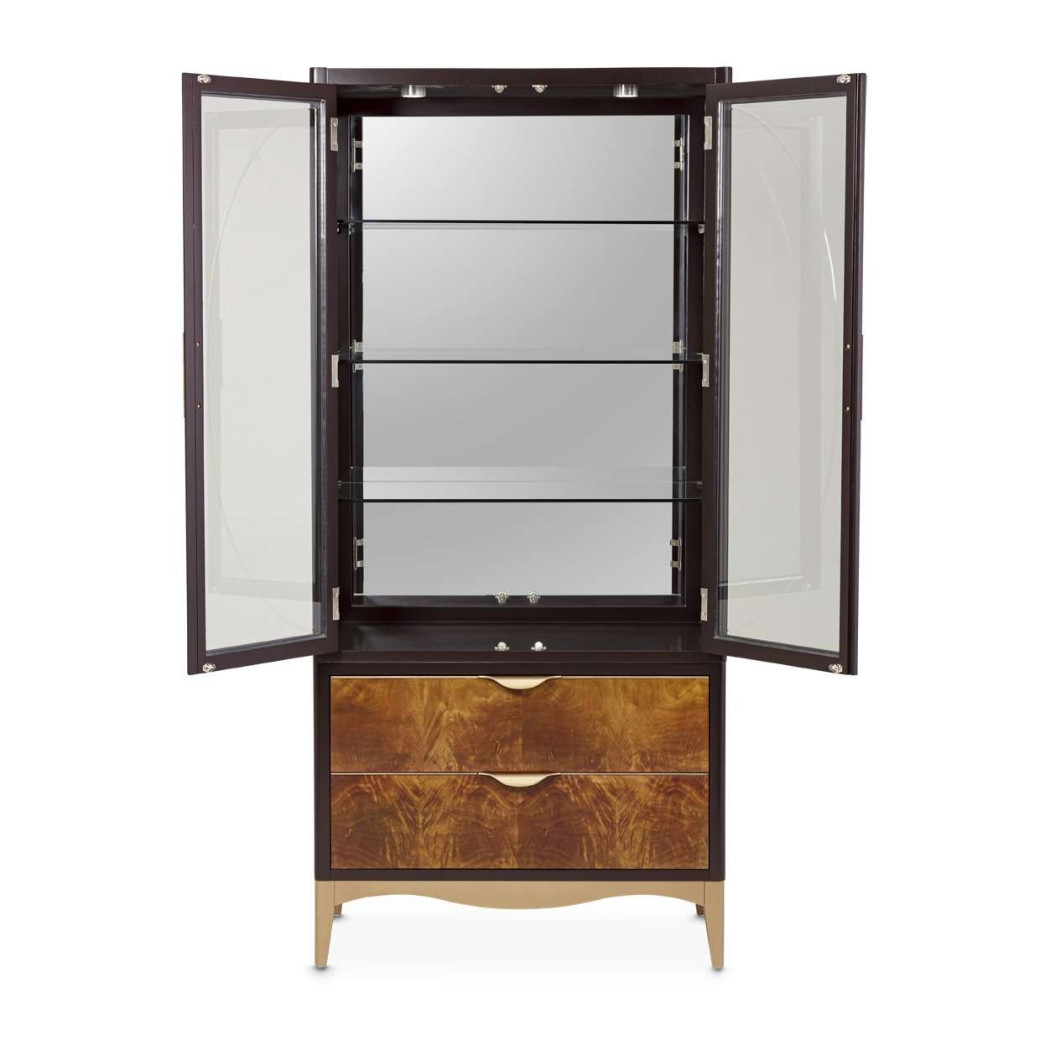 Display Cabinet (2 Pc) Malibu Crest Crotch Mahogany Collection By Michael Amini
