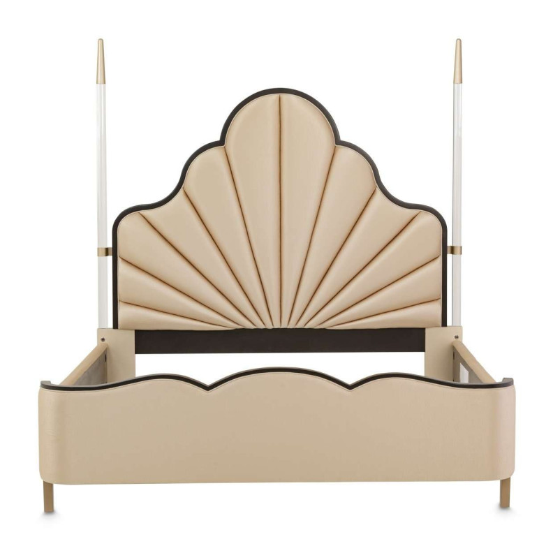 Scalloped Poster Bed (4 Pc) Malibu Crest Crotch Magohany Collection By Michael Amini