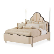 Scalloped Poster Bed (4 Pc) Malibu Crest Crotch Magohany Collection By Michael Amini