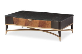 Rect. Cocktail Table Malibu Crest Crotch Mahogany Collection By Michael Amini.9007201-411
