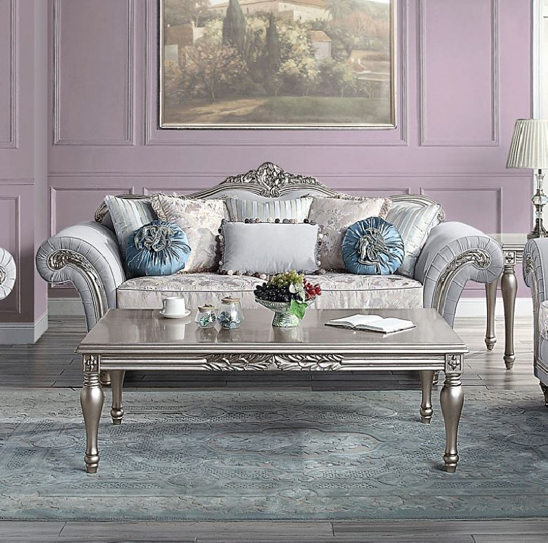 LV01112 Light Gray Linen & Platinum Finish Living Room Pelumi Collection By Acme Furniture
