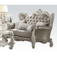 52125 2PC Sofa & Loveseat Versailles Vintage Gray Pu & Bone white Finish Versailles By Acme