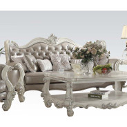 52125 2PC Sofa & Loveseat Versailles Vintage Gray Pu & Bone white Finish Versailles By Acme