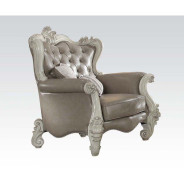 52125 2PC Sofa & Loveseat Versailles Vintage Gray Pu & Bone white Finish Versailles By Acme