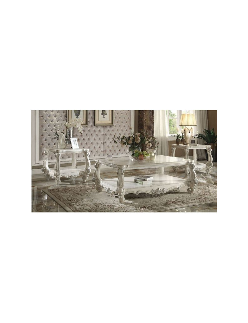 52125 2PC Sofa & Loveseat Versailles Vintage Gray Pu & Bone white Finish Versailles By Acme