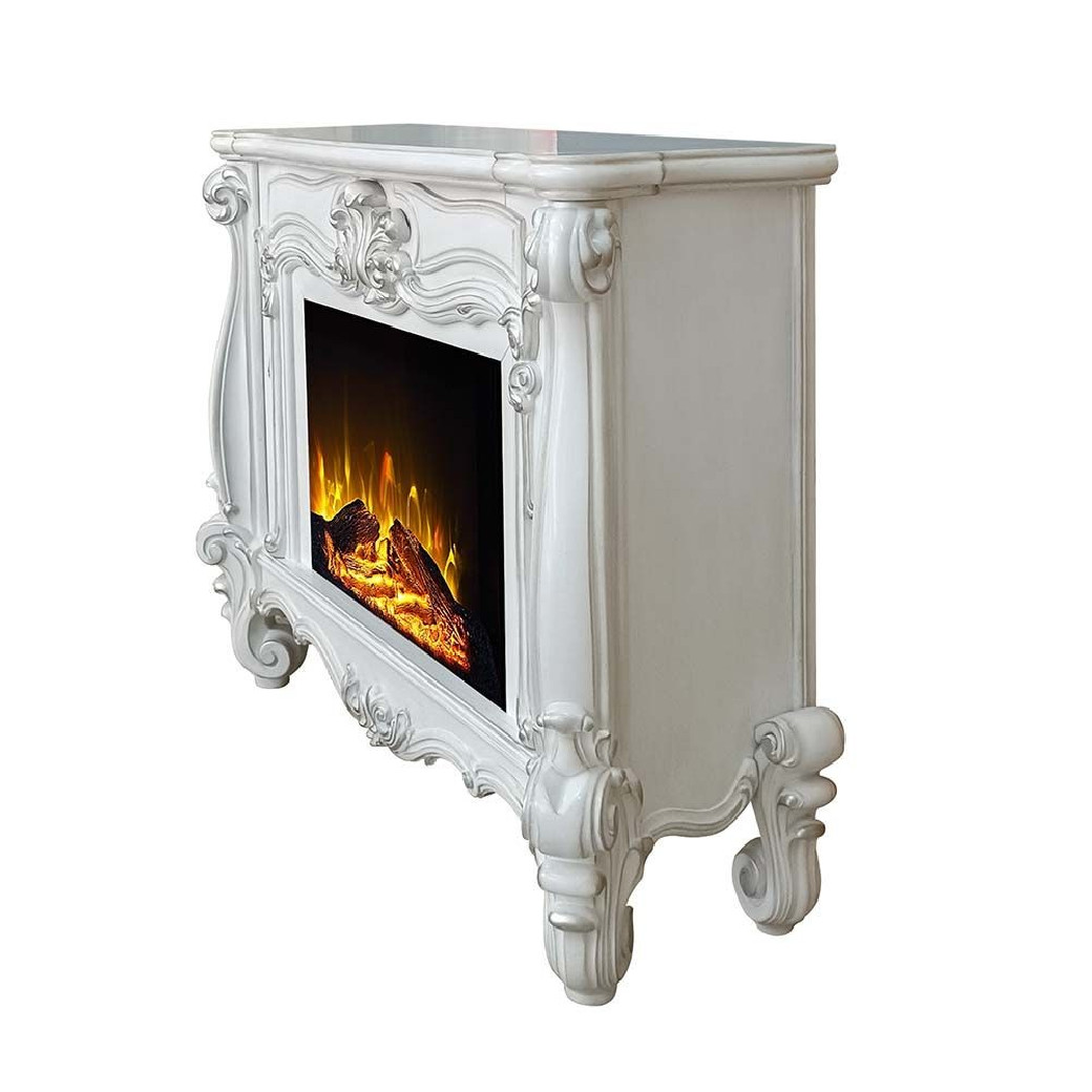 AC01316 Bone White Finish Fireplace Versailles Collection By Acme Furniture