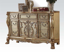 63150 Rectangular  Dining Set Gold Patina Finish Dresden Collection by Acme Furniture