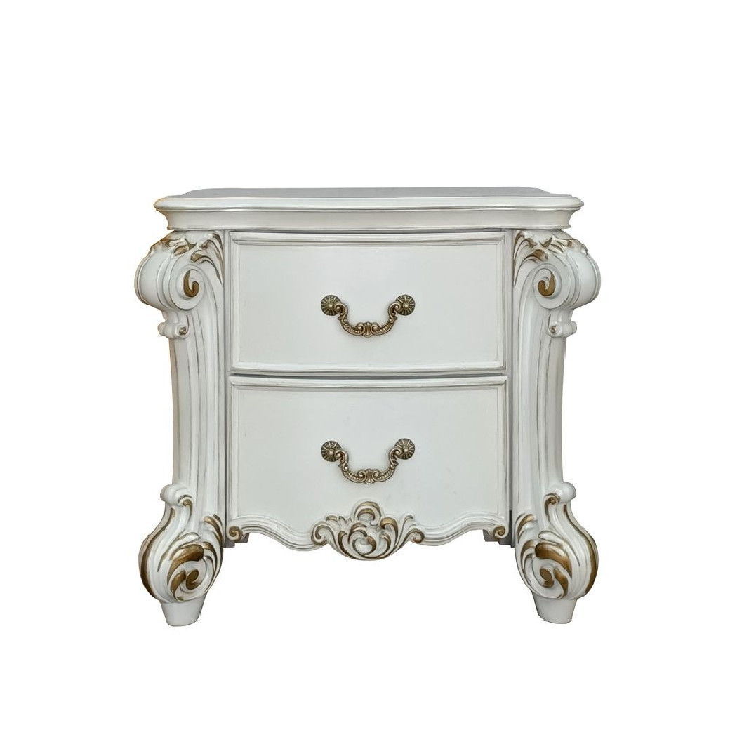 BD01336 Ivory Fabric & Antique Pearl Finish Bed Vendome Collection By Acme Furniture