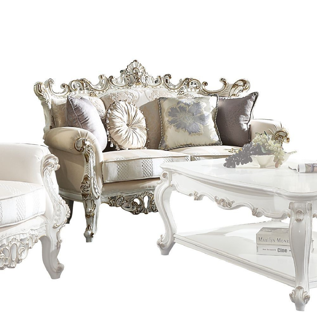 53460 Fabric /Antique Pearl Finish Living Room Picardy II Collection By Acme Furniture