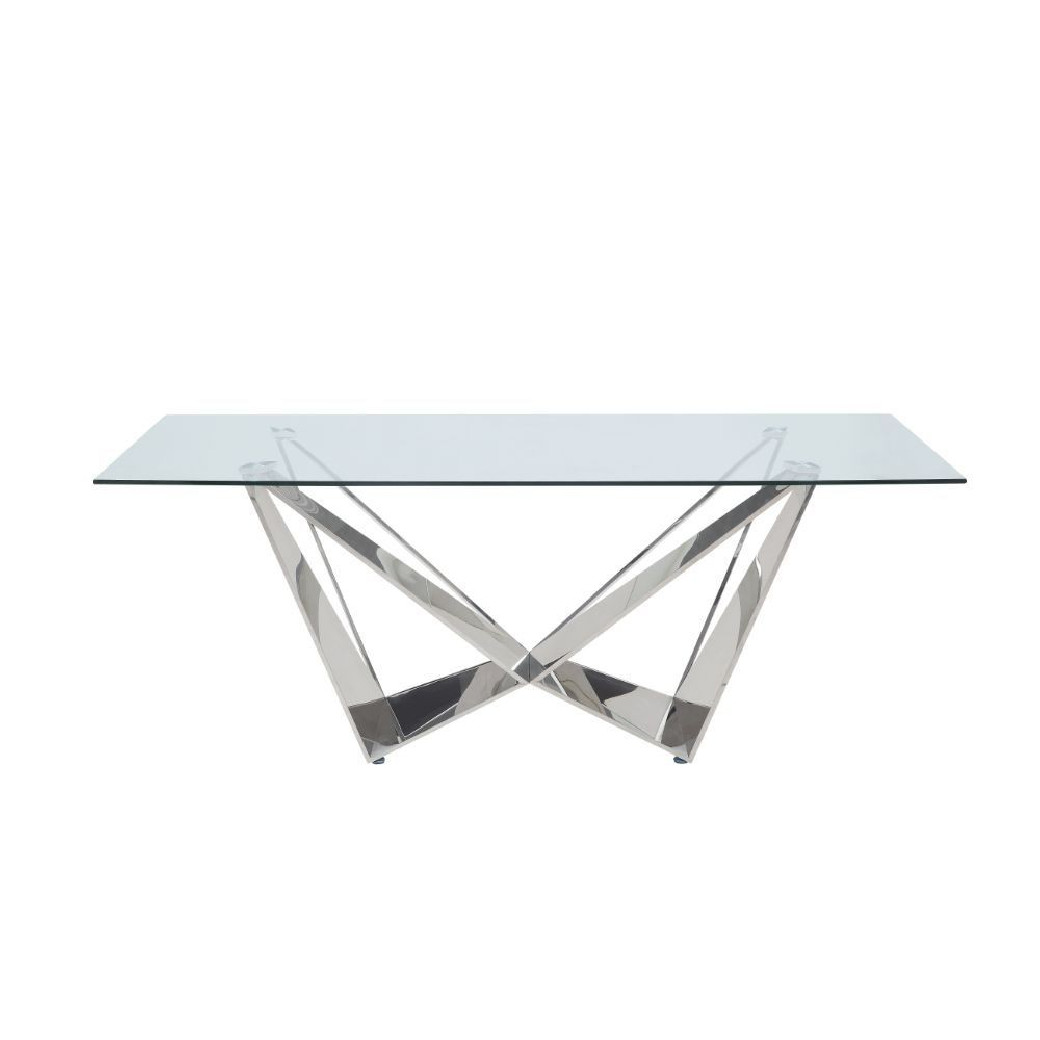 70140 7PC Dining Set Contemporary Style Metal Base gray upholstery  by Acme Furniture