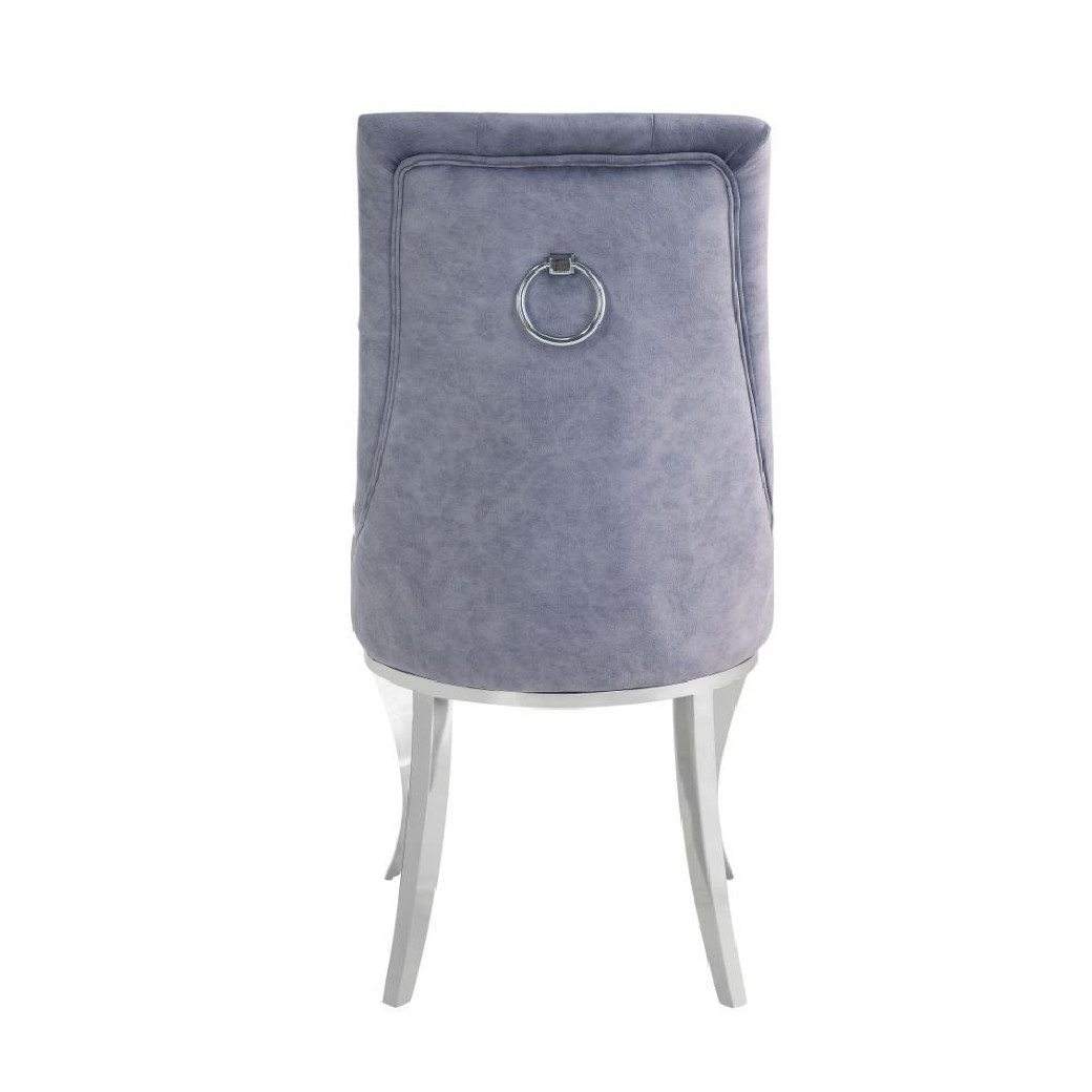 70140 7PC Dining Set Contemporary Style Metal Base gray upholstery  by Acme Furniture