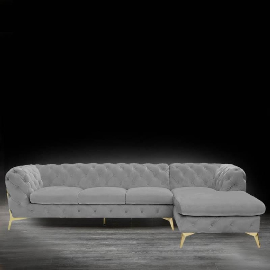 Regina LAF Sofa Chaise Sectional Gold Light Gray by Roberto Grassie