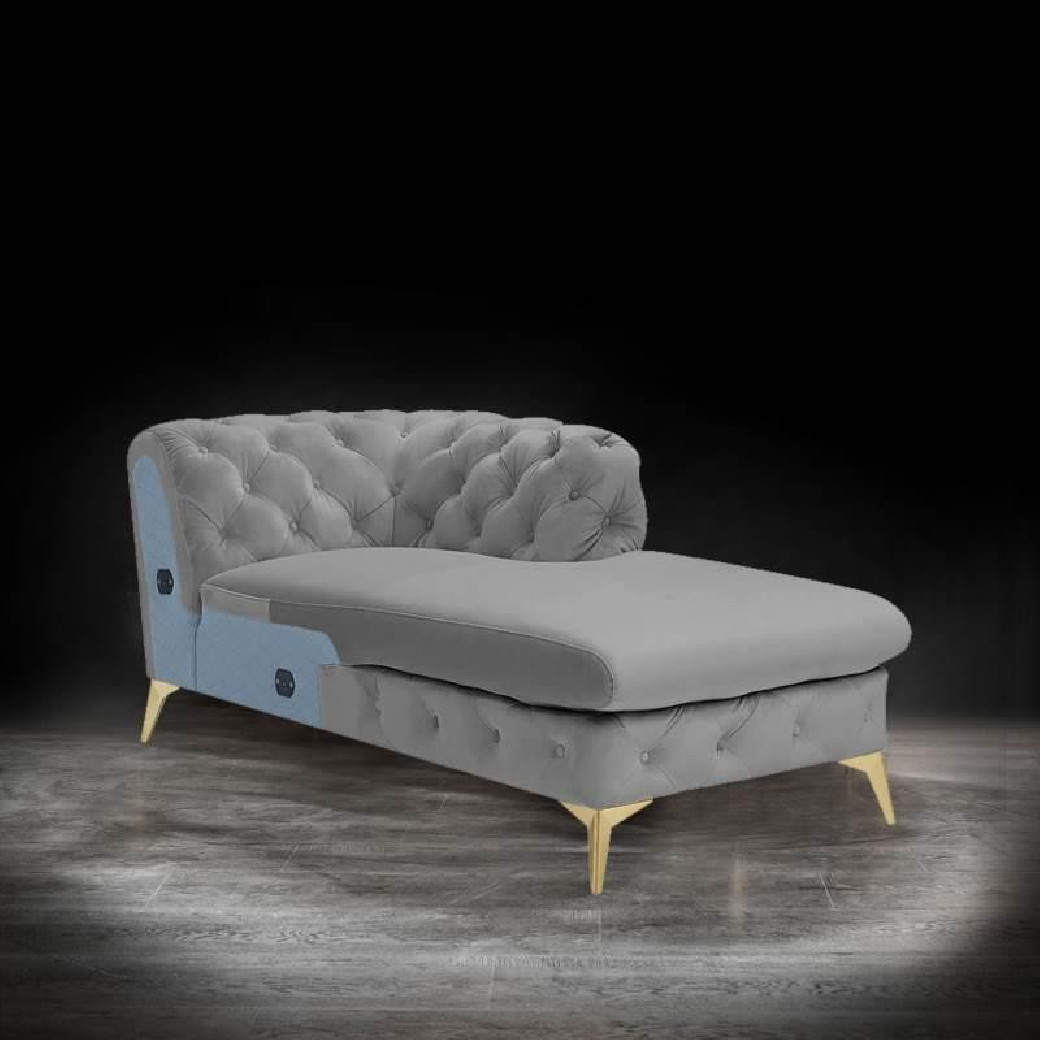 Regina LAF Sofa Chaise Sectional Gold | Light Gray by Roberto Grassie
