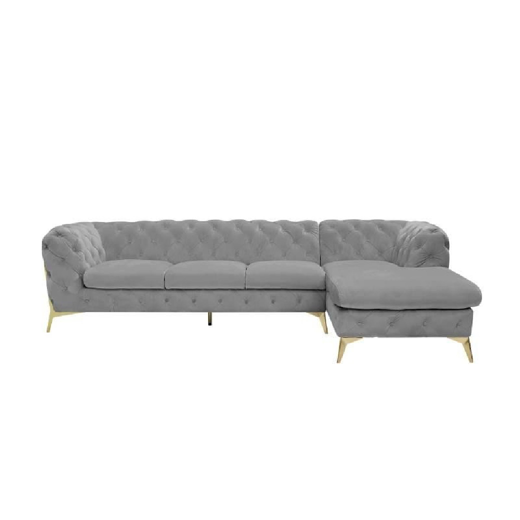 Regina LAF Sofa Chaise Sectional Gold | Light Gray by Roberto Grassie