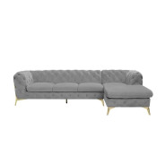 Regina LAF Sofa Chaise Sectional Gold | Light Gray by Roberto Grassie