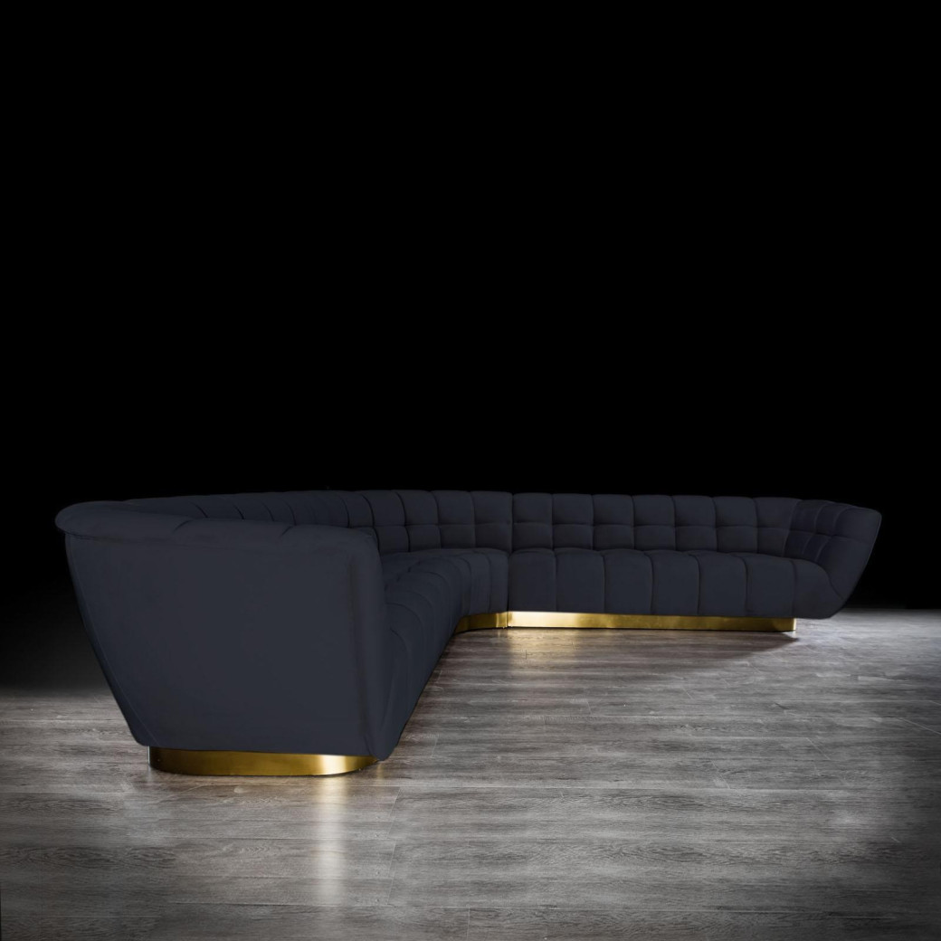 Vera Collection Sectional in gold & Black Modern elegant exclusive By Roberto Grassie