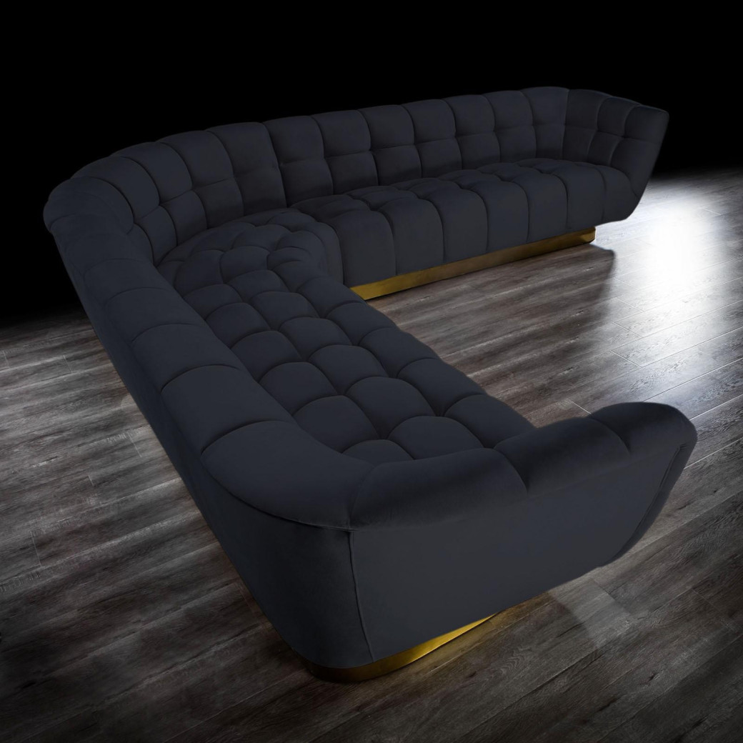 Vera Collection Sectional in gold & Black Modern elegant exclusive By Roberto Grassie