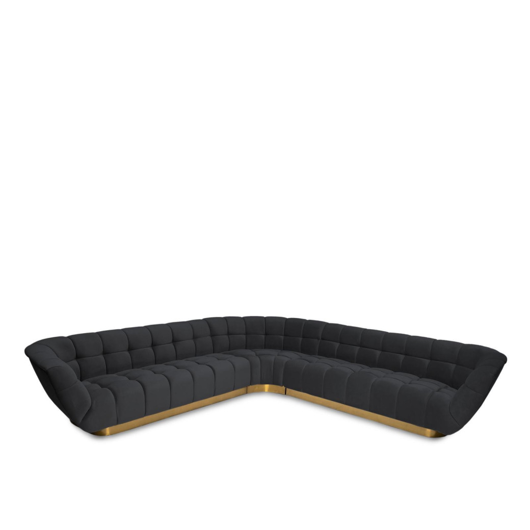 Vera Collection Sectional in gold & Black Modern elegant exclusive By Roberto Grassie