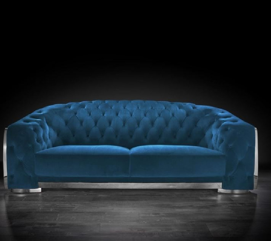 Massimo Silver & Blue 2 Pc Sofa Set  By Roberto Grassie