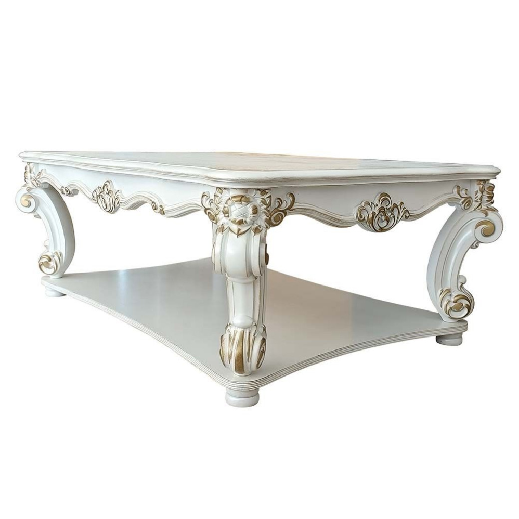 LV01327 Antique Pearl Finish Coffee Table Vendome Collection By Acme Furniture