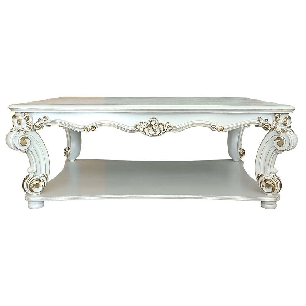 LV01327 Antique Pearl Finish Coffee Table Vendome Collection By Acme Furniture