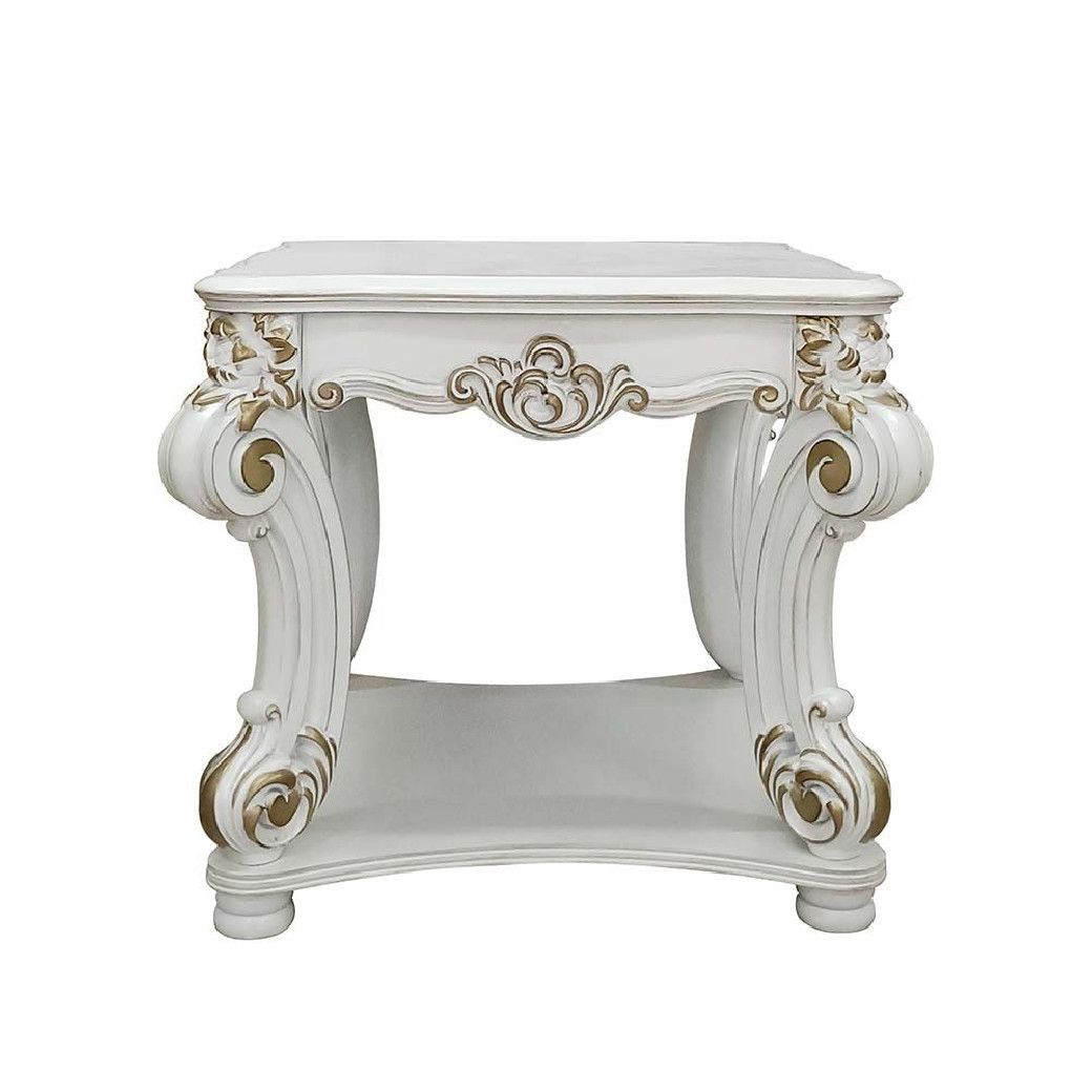 LV01327 Antique Pearl Finish Coffee Table Vendome Collection By Acme Furniture