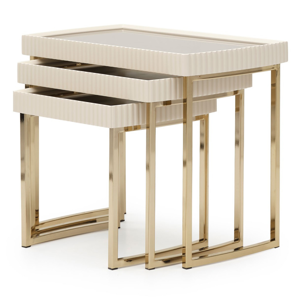 LFR-LSBN224-140 Nesting Tables Silken Matte Cream Lisbon Collection By Michael Amini
