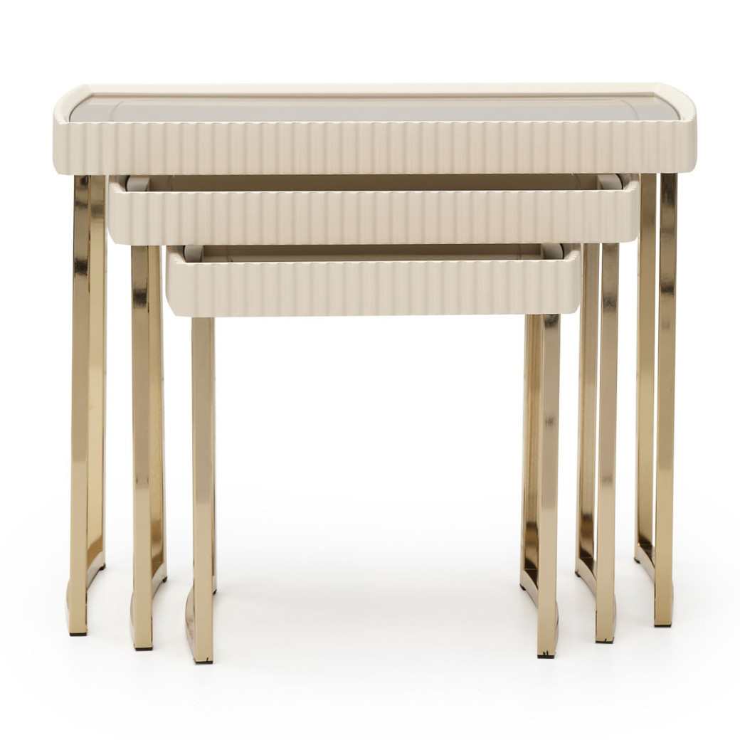 LFR-LSBN224-140 Nesting Tables Silken Matte Cream Lisbon Collection By Michael Amini