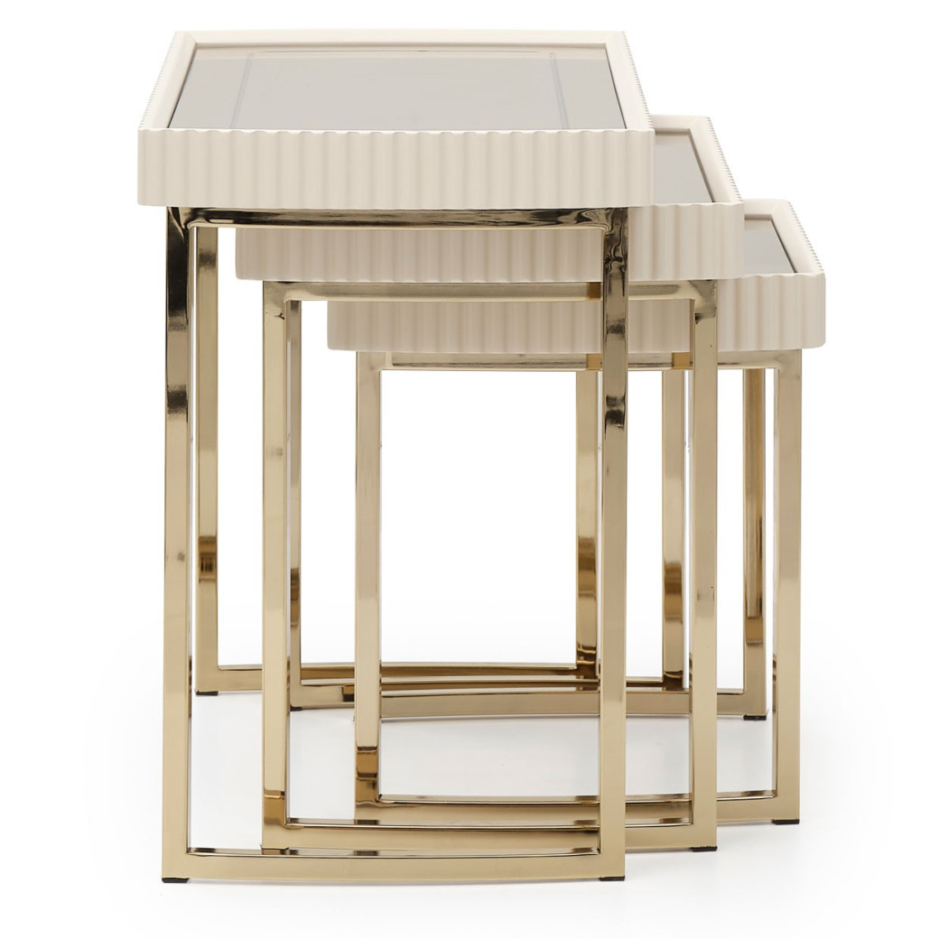 LFR-LSBN224-140 Nesting Tables Silken Matte Cream Lisbon Collection By Michael Amini