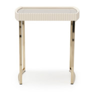 LFR-LSBN202-140 End Table Silken Matte Cream Lisbon Opal Gold Collection By Michael Amini