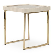LFR-LSBN202-140 End Table Silken Matte Cream Lisbon Opal Gold Collection By Michael Amini