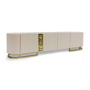 LFR-LSBN081-140 Media Cabinet Silken Matte Cream Lisbon Collection By Michael Amini